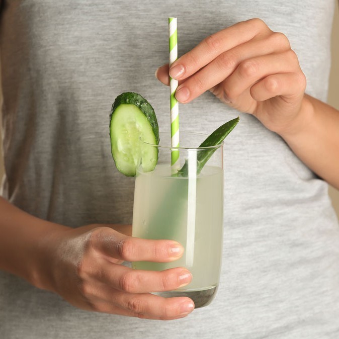 Verre de Jus à base d'Aloe Vera